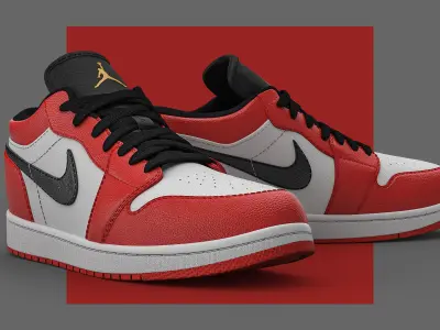 Nike Jordan Sneakers Low Red 3D model