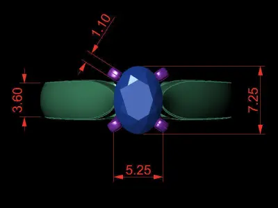 Oval 0-75-CT Quarter Round Profile Shank Width 3-10mm 3D print model
