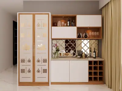 Crockery Unit with Pooja 3D model