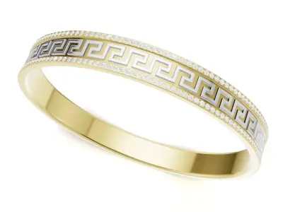 Greek Key Diamond Bangle For unisex 3D print model