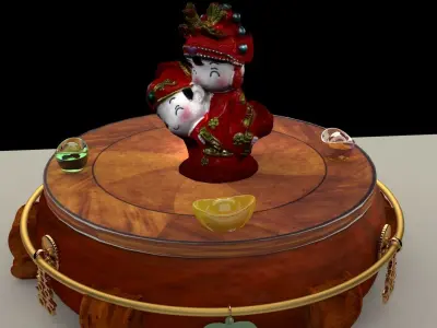 Chinese wedding carry bride doll 3D model