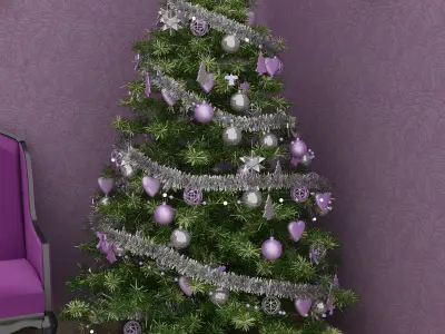 Christmas tree purple 3D model