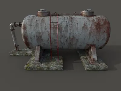 Oil tank Low-poly 3D model 2