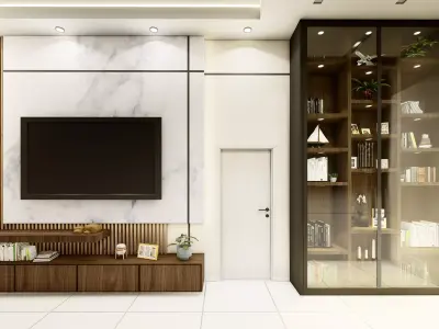 Living  and Dining room with interior decor - SKP and Lumion  3D model