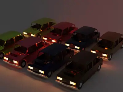 CarPack Low Poly car with two lights Low-poly 3D model
