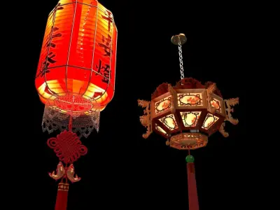 Chinese  red lantern  3D model 3
