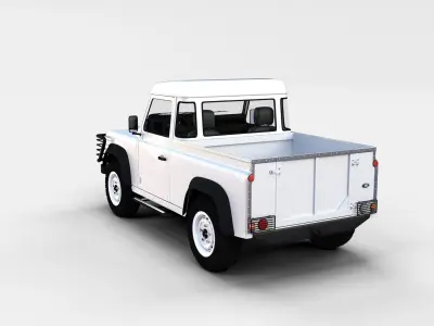 Land Rover Defender 90 Pick Up w interior rev 3D model