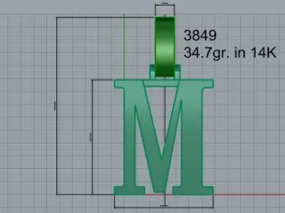 M Letter Pendant 3849 3D print model