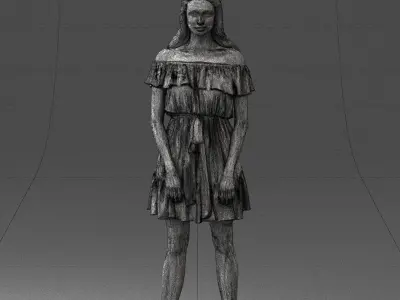 000162 Standing Woman in Off-Shoulder Dress 0714 3dp 3D print model