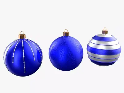 Christmas Tree Ornament Set2 - Blue White Low-poly 3D model