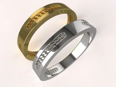 Ring Cuban Links 4mm With 3 Hole All Sizes 3D print model