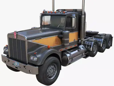 Kenworth W900A Day Cab Heavy Haul Spec Tractor  Low-poly 3D model