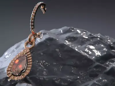 Diamond Earring gold rose ladies design future STL 3D model