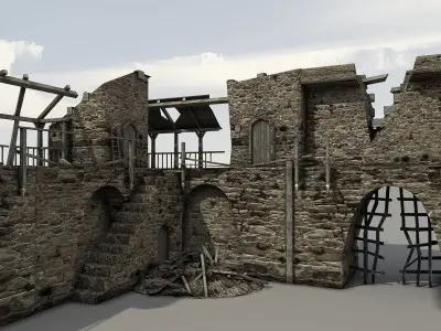 Castle Ruins Low-poly 3D model