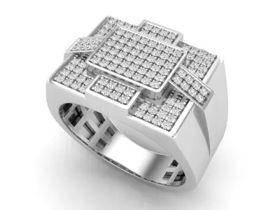 AV 629 Diamond Mens Flashy Micro Pave Hip Hop Ring 3D print model