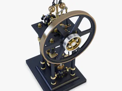 Classic Beam Steam Engine with Flywheel M1 3D model