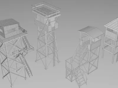 Guard Tower Collection - Game Ready Low-poly 3D model