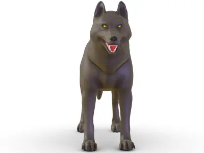 High Poly Model Grey Wolf Low-poly 3D model