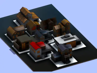 House Pack  Low-poly 3D model