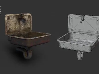 Abandoned Kitchen Furniture Pack - 25 Ruined Game-Ready Props Low-poly 3D model