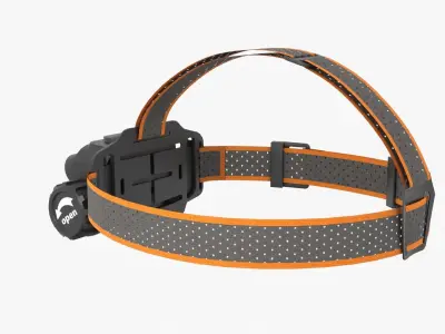 Headlamp with orange strap Low-poly 3D model
