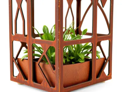 Geometric Metal Plant Holder Model Pack Low-poly 3D model