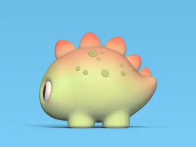 Dinosaur Stegosaurus Round 3D print model
