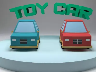 Low Poly Toy Car with Simple Rotation Animation Free low-poly 3D model