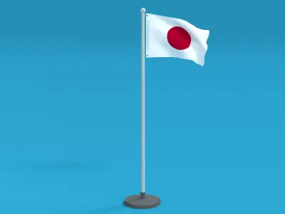 Low Poly Seamless Animated Japan Flag Low-poly 3D model