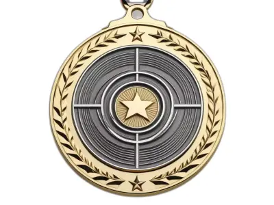 Golden Military Achievement Medal Low-poly 3D model