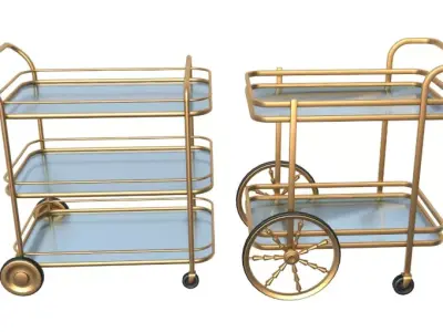 Bar cart and Serving Trolley collection 3D model