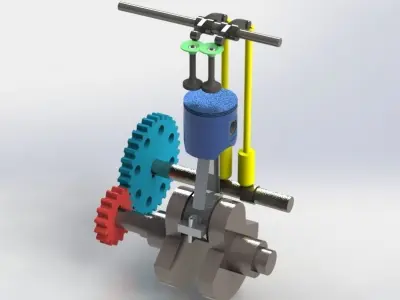 engine machine with gears 3D print model