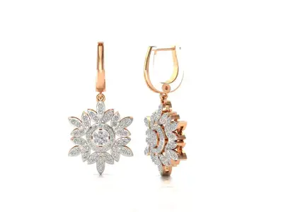 Earrings-72 earring in rose gold with diamonds 3D print model