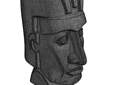 Ancient Stone Tribal Head Statue Low-poly 3D model