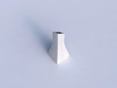 Vase squeezed and bent rectangle 2 with wavy grid plates 3D print model