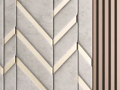 Panel wall with gold and stripes 3D model