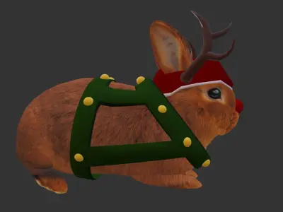 Christmas Rabbit Low-poly 3D model