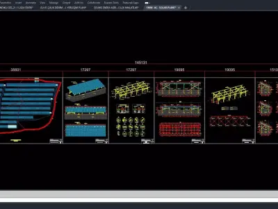 1MW AC- SOLAR PLANT Autocad Static Project 3D model
