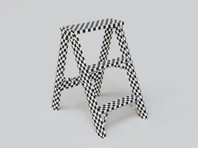 Wooden Step Ladder Low-poly 3D model