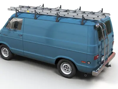 Dodge utility  van Low-poly 3D model