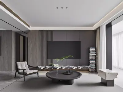 Modern living room dining room interior scenes 165 3D model
