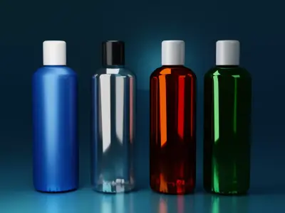 Transparent Plastic and glass White Clear  Bottle Free 3D model