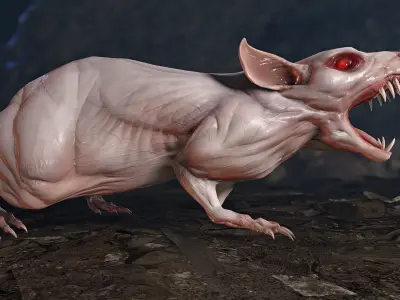 Mutant Rat Low-poly 3D model