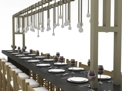 3D dining table 007 Low-poly 3D model