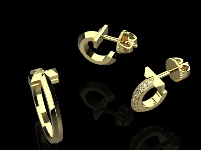 Ring and Earrings set 60633 3D print model