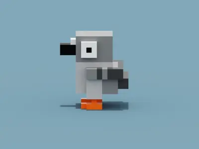 Voxel Pigeon Low-poly 3D model