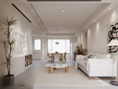 modern living room dining room interior scenes 48 3D model