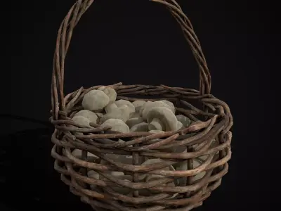 Basket of Mushrooms Low-poly 3D model