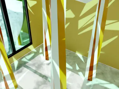 3D model of a hall with Inverted umbrella architecture 3D model