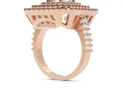 Luxury Rectangular Halo Ring Pave Band Diamond STL Model 3D print model